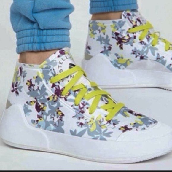 Adidas Stella McCartney Treino Floral Hightop Sneakers Yellowfy1180 Size 6 NWT - Picture 2 of 14